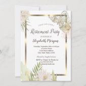 水彩花金ゴールドフレーム退職 招待状 (正面)