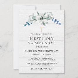 水彩花金ゴールド十字聖餐式