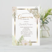 水彩花金ゴールド枠キンチェニェラ 招待状 (スタンド正面)