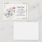水彩花金ゴールド枠サンキューカード ノートカード (正面/裏面)