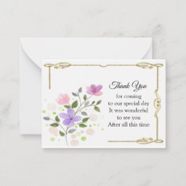 水彩花金ゴールド枠サンキューカード ノートカード