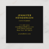 水彩花金ゴールド黒プロフェッショナル スクエア名刺 (裏面)