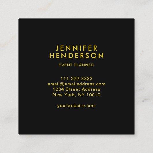 水彩花金ゴールド黒プロフェッショナル スクエア名刺 (裏面)