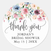 水彩花開お礼のギフトタグ ラウンドシール (正面)