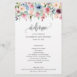 水彩花開花縁ど、紙プログラム チラシ