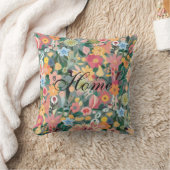 水彩花鮮やか園緑と桃 クッション (ブランケット)