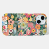 水彩花鮮やか園緑と桃 Case-Mate iPhoneケース (裏面 (横))