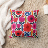 水彩花鮮やかBOHO植物学 クッション (ブランケット)