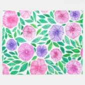 水彩花鳥庭 フリースブランケット (正面(横))