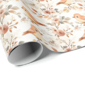 水彩花鳥白背景 ラッピングペーパー (ロールコーナー)