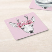 水彩花鹿 スクエアペーパーコースター (アングル)
