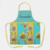 水彩花黄緑春 エプロン (正面)