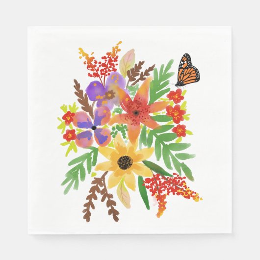 水彩花02ランチョンナプキンス紙 スタンダードランチョンナプキン (正面)