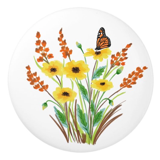 水彩花07カスタムセラミックノブ セラミックノブ (正面)