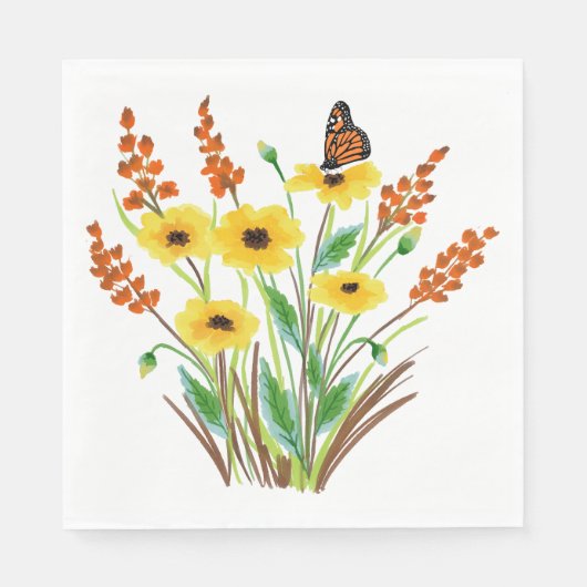 水彩花07ランチョンナプキンス紙 スタンダードランチョンナプキン (正面)