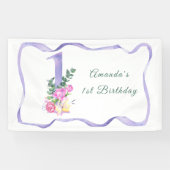 水彩花1歳の誕生日パーティー 横断幕 (横)