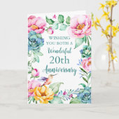 水彩花20周年結婚記念カード カード (黄色い花)