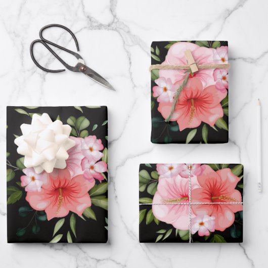 水彩花25 ラッピングペーパーシート (正面)