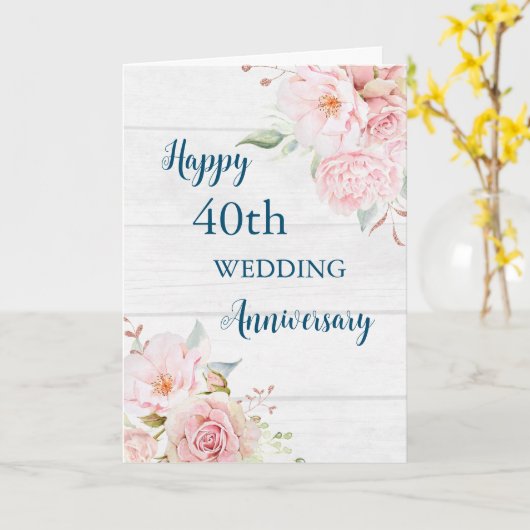 水彩花40周年結婚記念カード カード (黄色い花)