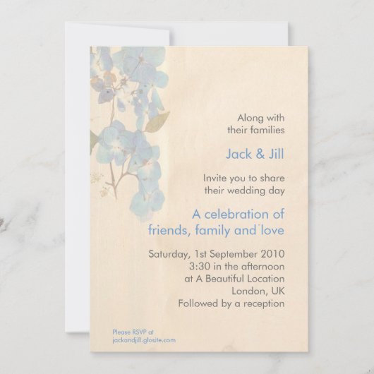 水彩花5 x 7 招待状 (正面)