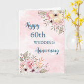 水彩花60周年結婚記念カード カード (黄色い花)
