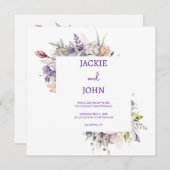 水彩花。ウェディング. 招待状 (正面/裏面)