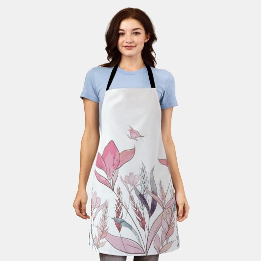 水彩花 エプロン (着用した状態)