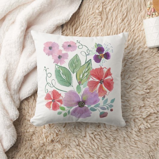 水彩花。 クッション (ブランケット)