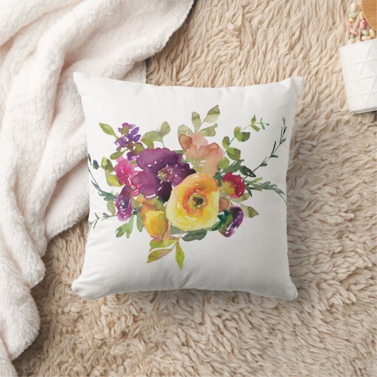 水彩花 クッション (ブランケット)