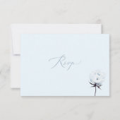 水彩花　ダスティーブルーのバラ　食事　出欠確認 招待状 (裏面)