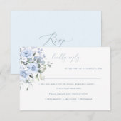 水彩花　ダスティーブルーのバラ　食事　出欠確認 招待状 (正面/裏面)