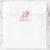 水彩花、ハート、カップケーキバレンタイン スクエアシール (バッグ)