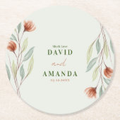 水彩花 パステルグリーン ラウンドペーパーコースター (正面)