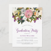 水彩花 | フェイクグリッター卒業党 インビテーションポストカード (正面/裏面)