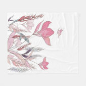 水彩花 フリースブランケット (正面(横))