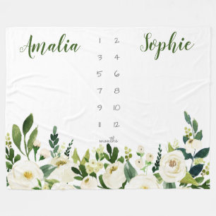 水彩花 フリースブランケット