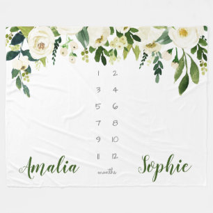 水彩花 フリースブランケット