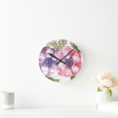 水彩花 ラウンド壁時計 (ホーム)