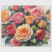 水彩花 ラッピングペーパー (フラット)