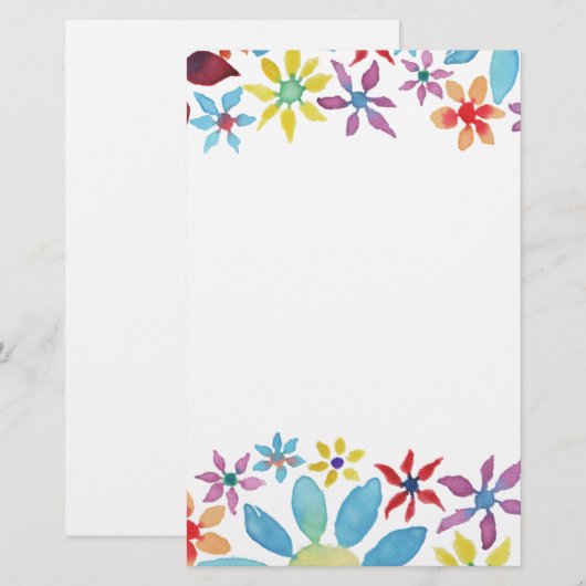 水彩花 便箋 (正面/裏面)