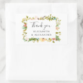 水彩花。夏の結婚フローラの感謝していあなた 長方形シール (バッグ)