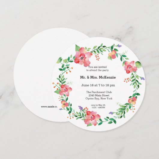 水彩花 招待状 (正面/裏面)