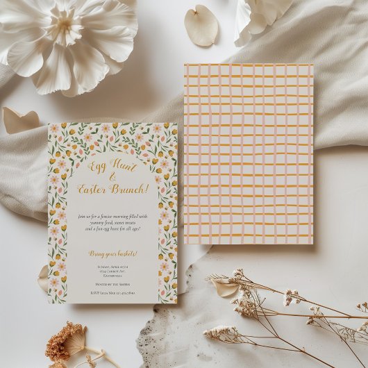 水彩花 春のイースター ブランチ 卵の宝探し 招待状