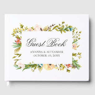 水彩花。桃結婚の。植物学の ゲストブック