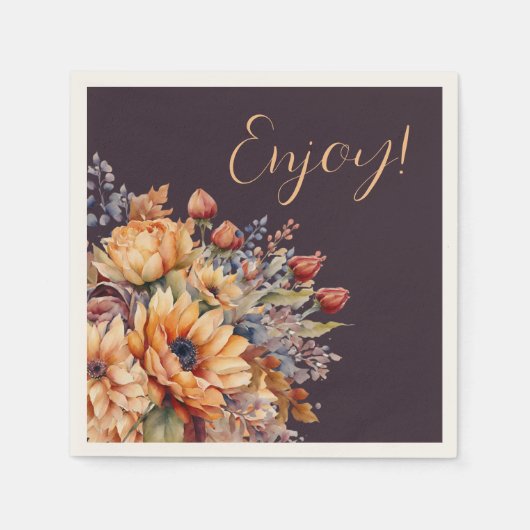 水彩花 – 紫楽しむ- スタンダードカクテルナプキン (正面)