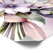 水彩花。結婚歓迎サイン。 ポスター (角)