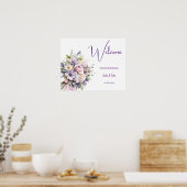 水彩花。結婚歓迎サイン。 ポスター (キッチン)