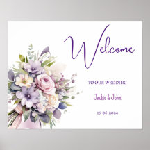 水彩花。結婚歓迎サイン。