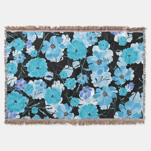 水彩花：繊細なタペストリー スローブランケット (正面)