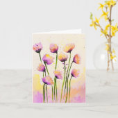 水彩花（茎あり） カード (黄色い花)